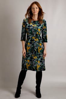 Rowena Eco Round Neck Velvet Dress  Ivy