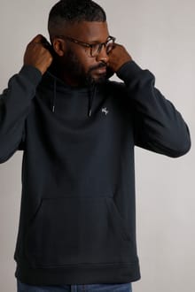 Hugo Eco Branded Popover Hoodie Navy