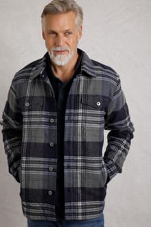 Hollage Quilted Check Shacket  Cement