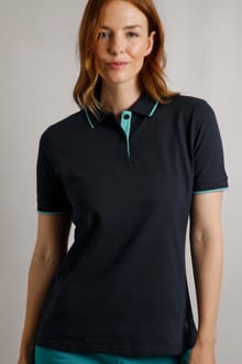 Pammie Organic Cotton Pique Polo Shirt Navy