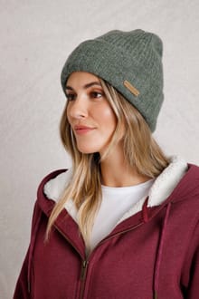 Neve Ribbed Beanie Hat Forest Green