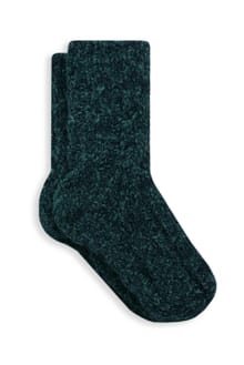 Colyn Chenille Cable Knit Socks Peacock Blue