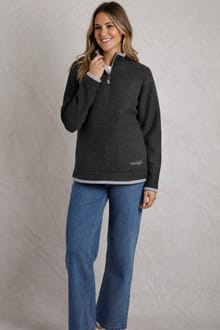 Lynda 1/4 Zip Grid Fleece Washed Black