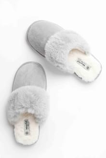 Willow Mule Fluffy Slippers Pearl Grey