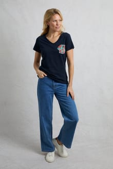 No Rain No Flowers Organic Cotton Slub Pocket T-Shirt Navy