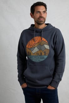 Bryant Front Print Graphic Popover Hoodie Dark Navy