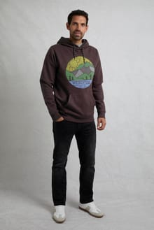 Bryant Front Print Graphic Popover Hoodie Mulled Wine