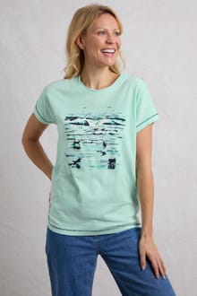 Beach Run Organic Cotton Front Print Graphic T-Shirt