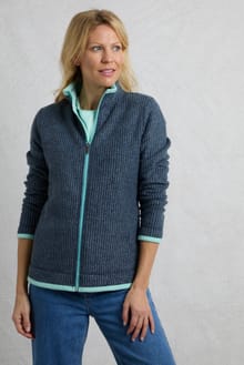 Ariana Eco Full Zip Grid Fleece Rich Navy