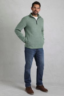 Laramie Eco 1/4 Zip Snow Marl Fleece Olive