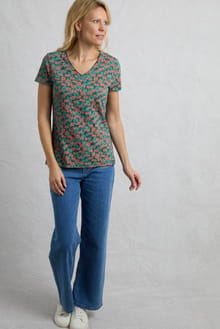 Merica Organic Cotton Printed Jersey T-Shirt Dark Jade