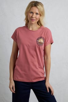 Sunset Summit Back Print Organic Cotton Graphic T-Shirt Rosewood