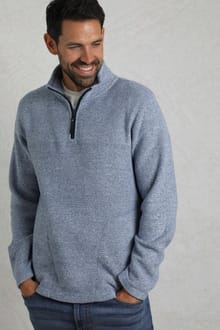 Laramie Eco 1/4 Zip Snow Marl Fleece Mid Blue