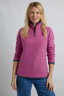 Beye Eco 1/4 Zip Grid Fleece Dark Raspberry