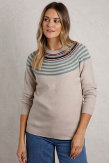 Sinatra Eco Patterned Knit Jumper  Ecru