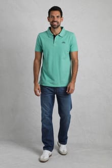 Miles Organic Cotton Pique Polo Aqua Marine