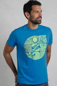 Summer Sector Front Print Eco Graphic T-Shirt Lagoon Blue