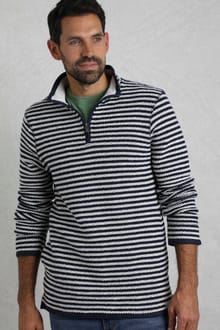 Shorling 1/4 Zip Stripe Eco Macaroni Ecru