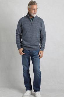 Helmsdale Eco 1/4 Zip Jumper Pale Denim