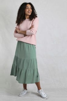 Lathika Organic Cotton Tiered Midi Skirt