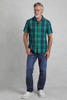 Judd Organic Cotton Short Sleeve Check Shirt Dark Blue