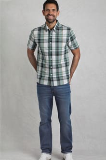 Judd Organic Cotton Short Sleeve Check Shirt Dusty White