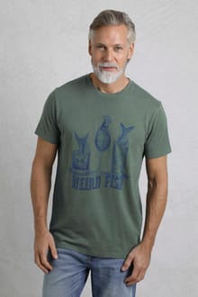 Happy Hour Front Print Graphic T-Shirt Dusky Green