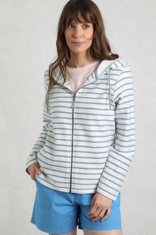 Catalina Striped Full Zip Hoodie Mineral Blue