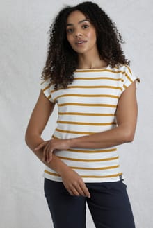 Bowe Organic Cotton Striped Jersey T-Shirt Deep Amber