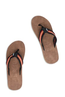 Malham Leather Look Flip Flops Caramel