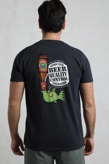 Beer Offisher Back Print Artist T-Shirt Navy