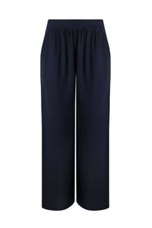 Zelaya Organic Cotton Double Cloth Wide Leg Trousers Navy