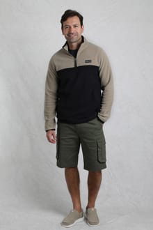 Tristan 1/4 Zip Colour Block Microfleece Flint Stone