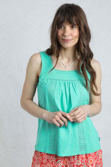 Chelle Organic Cotton Jersey Square Neck Vest Aqua Marine