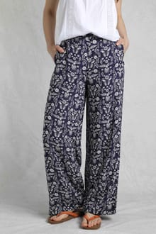 Mounira LivaEco™ Printed Viscose Wide Leg Trousers Rich Navy