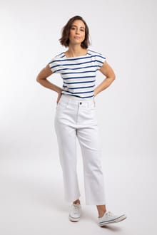 Soulina Wide Leg Cropped Denim Jeans White