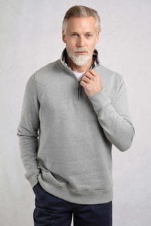 Archer Eco WF Branded 1/4 Zip Sweatshirt Grey Marl