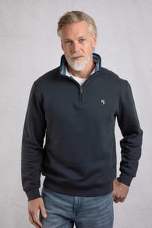 Archer Eco WF Branded 1/4 Zip Sweatshirt Navy