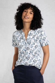 Rehena Organic Cotton Printed Jersey Polo Shirt Off White