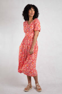 Dilsha LivaEco™ Printed Viscose Midi Dress Tango Red