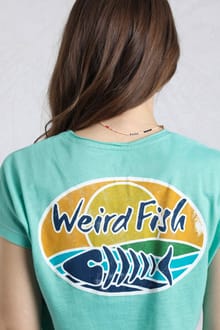 Seashore Organic Cotton Back Print Graphic T-Shirt Aqua blue