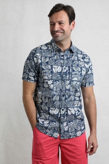 Faraway Organic Cotton Printed Shirt Estate blue