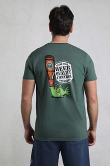 Beer Offisher Back Print Artist T-Shirt Dusky Green