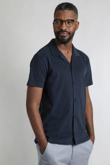 Grafton Organic Cotton Soft Jersey Shirt Navy