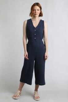 Alani Organic Cotton Double Cloth Jumpsuit Navy