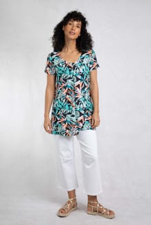 Nuri LivaEco™ Viscose Printed Tunic Aqua blue