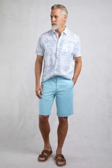 Rayburn Organic Cotton Flat Front Shorts  Powder Blue