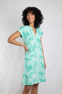 Suffolks Organic Cotton Printed Jersey Dress Aqua