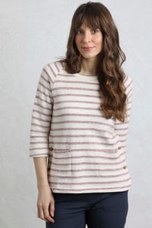 Ives Loopback Stripe Tunic Top Dark Raspberry