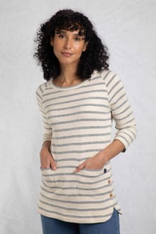 Ives Loopback Stripe Tunic Top Navy